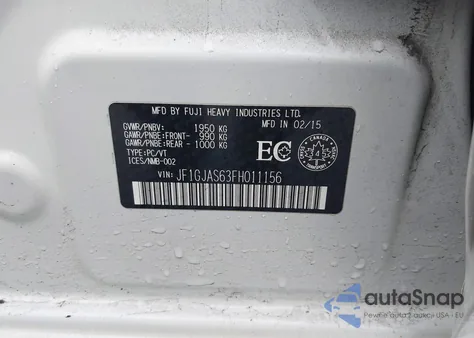 2015 Subaru Impreza 2.0I Limited из США, поврежденный, VIN JF1GJAS63FH011156